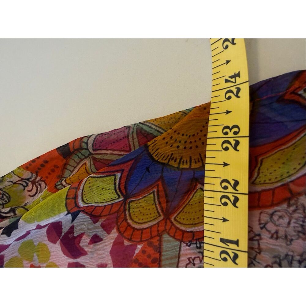 Casual Studio Top Multicolor Patchwork Look Semi Sheer Size L Whimsical, Retro - Picture 9 of 14